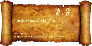 Manheimer Hella névjegykártya